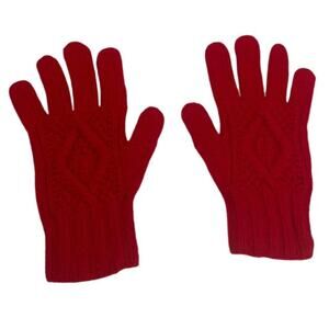 Ralph Lauren Purple Label Red Cable Knit Gloves 100% Cashmere